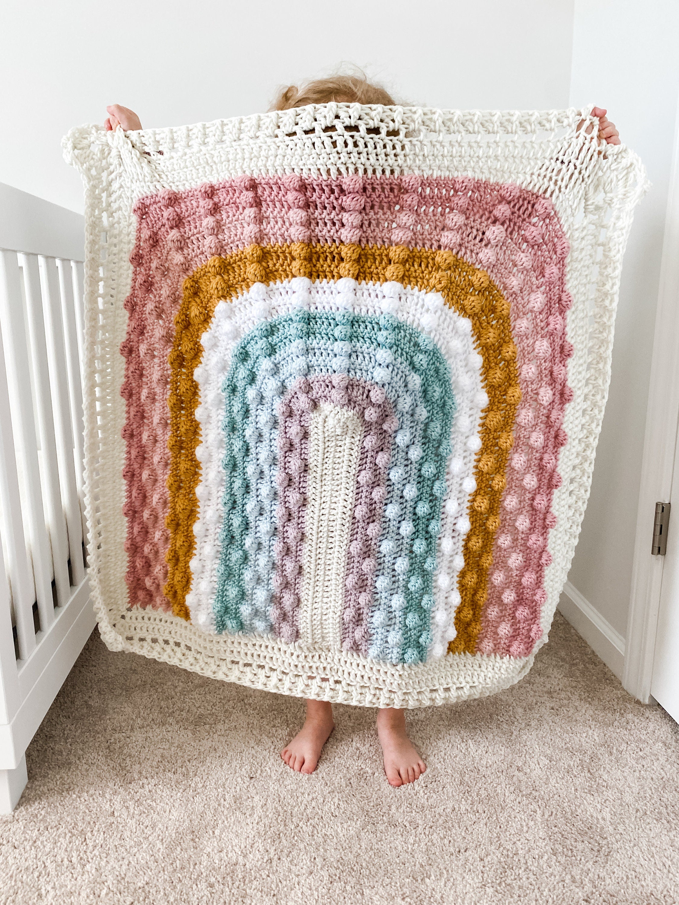 Rainbow Bobbles Crochet baby nursery 2024 blanket